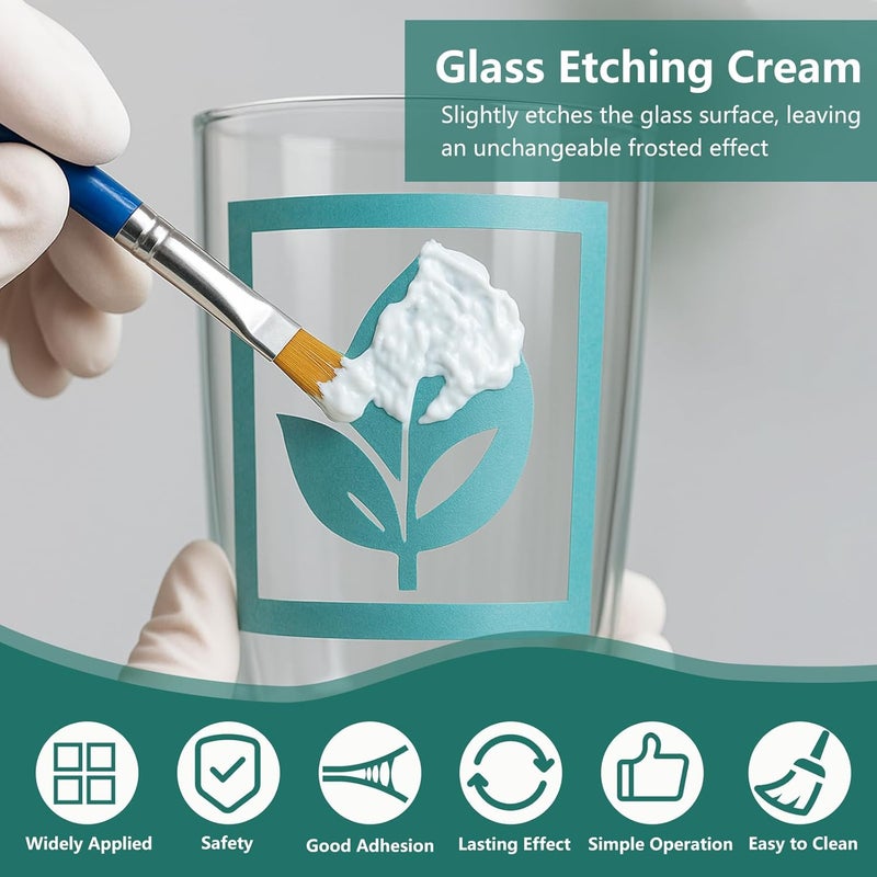 DINGSEN Glass Etch Paste Kit - 300g, Create Permanently Stunning Designs on Glass Surfaces, Perfect for DIY Mirrors, Windows, Glassware - Image 3